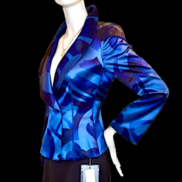Armani Collezioni Blue Silk Blazer EU 44 Made in Italy 🇮🇹 - Picture 4 of 14